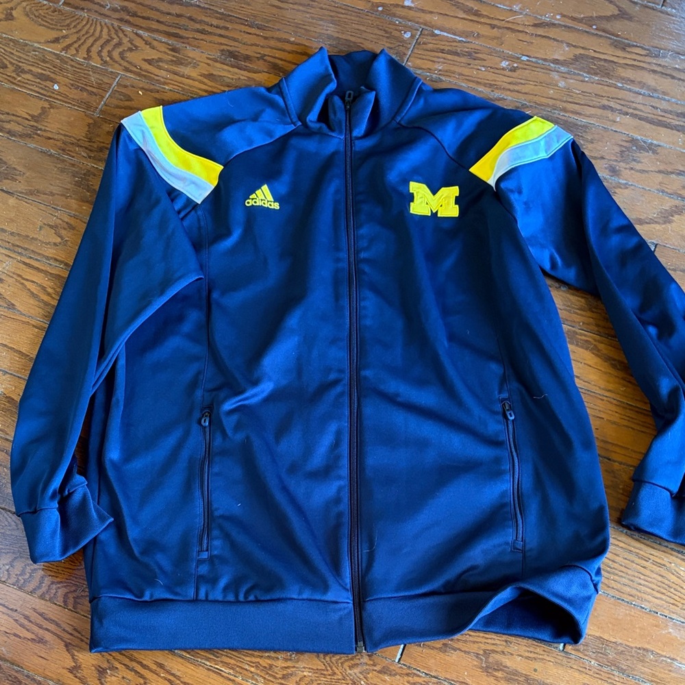 adidas Men's Navy and Yellow University of Michigan Windbreaker Jacket